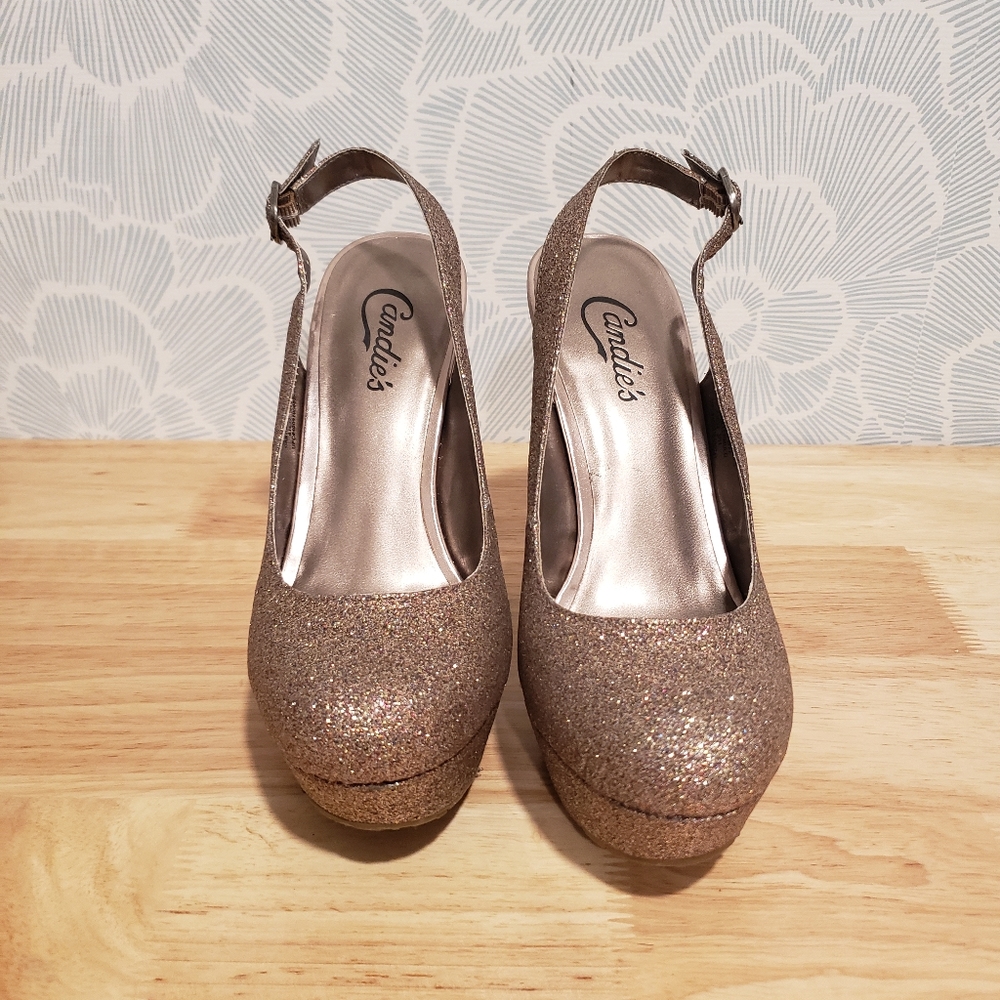 Candies Glitter slingback sz 7 heels